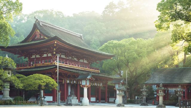 Japan Fukuoka Nyoirin-ji Temple on Qingying Mountain, Mount Yufu Trailhead, Yufuin, and Beppu Hells One-Day Tour