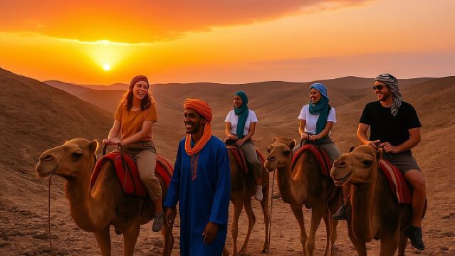 Magical Agafay Sunset: Camel Ride,Quad Adventure&Dinner Fire Show