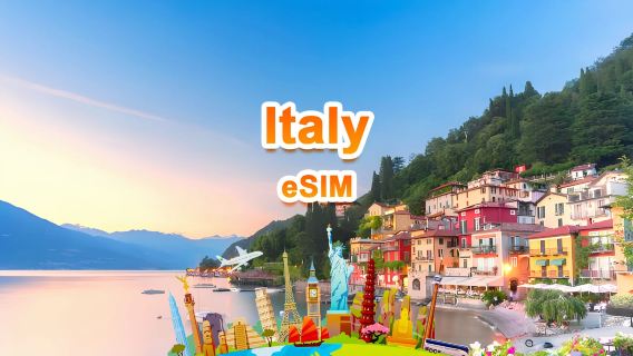 eSIM 4G/5G de Italia | Paquete diario/Paquete total | 1 GB/día - 30 GB en total | 1-30 días | Sistema 24 horas | QR code
