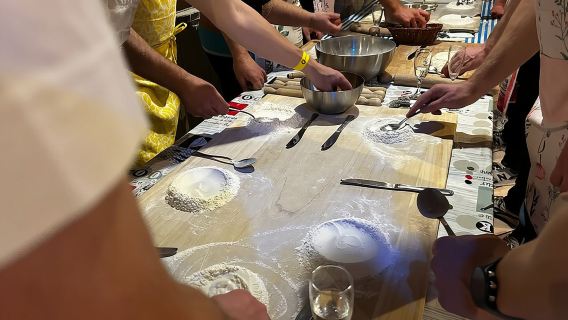 Traditional bolognese pasta making with a meal