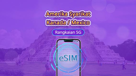 Amerika Syarikat/Kanada/Mexico 5G eSIM | Sokong Google Maps/TikTok | Pakej harian/pakej data | Caj mengikut hari | 1-90 hari | Kod QR