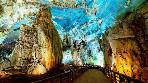 From Hue: Paradise Cave and Dark Cave Day Tour