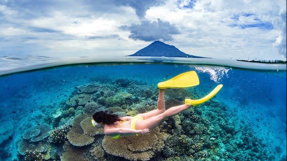 海南萬寧加井島雙體帆船/遊艇出海浮潛3小時+水上浮毯玻璃船等