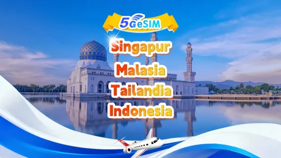 eSIM 5G para Singapur/Malasia/Tailandia/Indonesia (Sudeste Asiático) | Compatible con múltiples redes y aplicaciones populares | 500 MB/día - 50 GB en total | Facturación cada 24 horas | Código QR