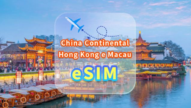 China, Hong Kong e Macau | eSIM 5G | Ilimitado | Rede de alta velocidade | Não necessita de cartão | Dias naturais | Código QR