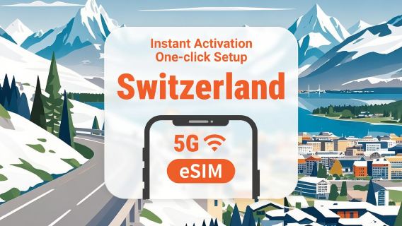 Switzerland 5G eSIM | Kahden verkon kattavuus | Täysi AI- ja TikTok-tuki | 1–30 päivää | QR-koodi