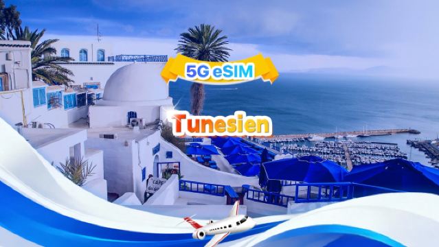 Tunesien 5G eSIM| Gesamtpaket| Gesamt 1 GB – 30 GB| 3-30 Tage|QR-Code