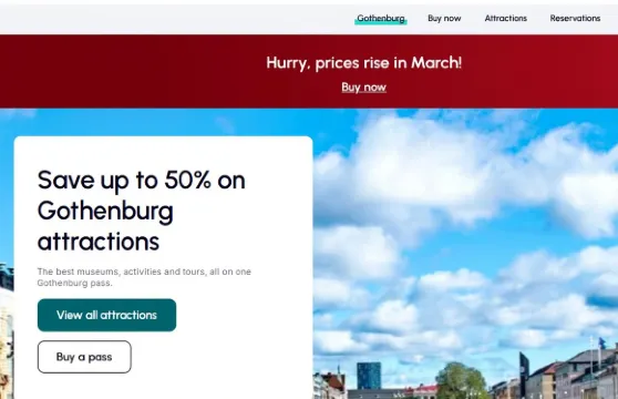 瑞典哥德堡城市暢遊通行證【官方出票+含20+景點哥德堡博物館/世界文化博物館/博胡斯堡壘等】