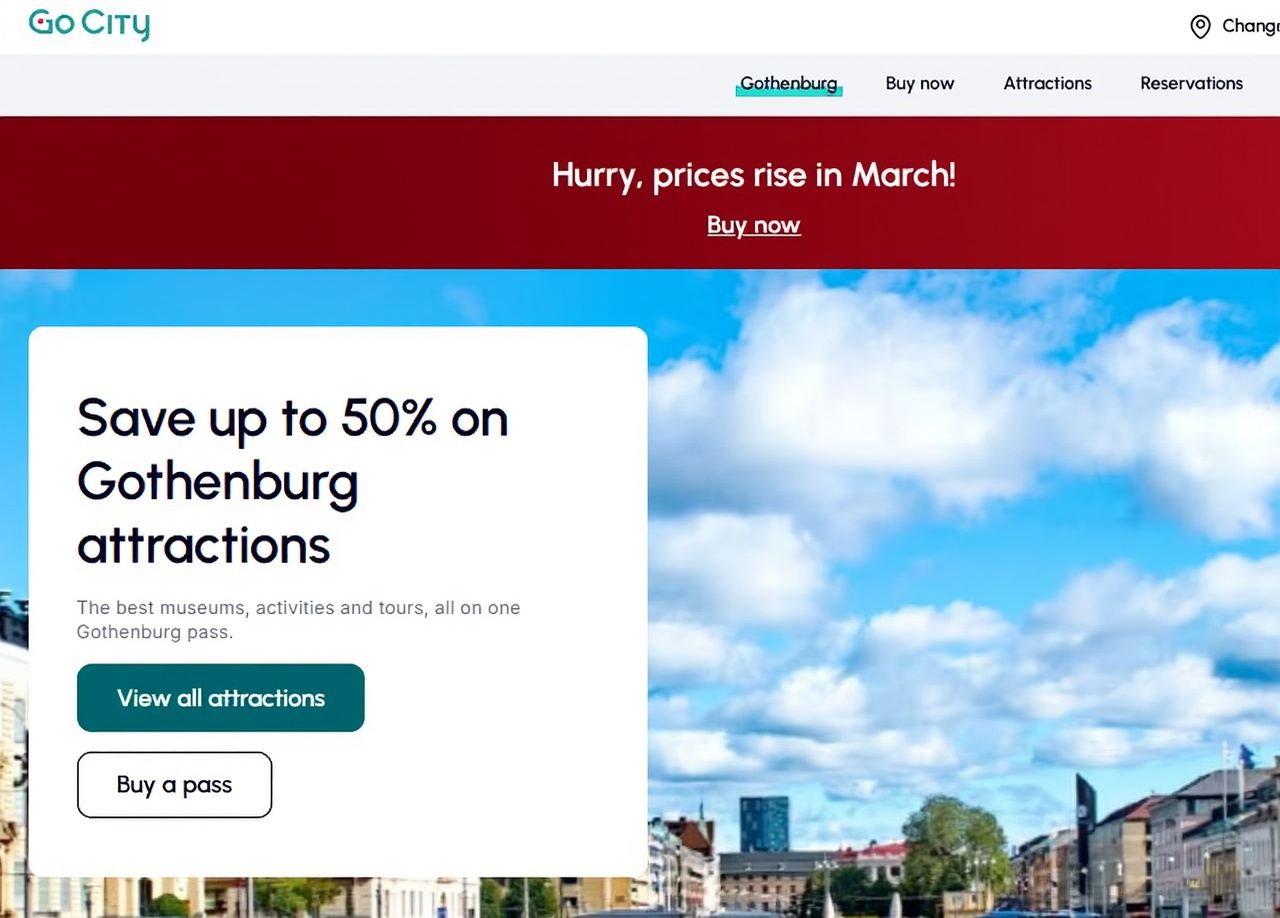 Gothenburg City Pass Sweden [Official Ticket Issuance + Includes 20+ Attractions: Gothenburg Museum, World Culture Museum, Bohus Fortress, etc.]