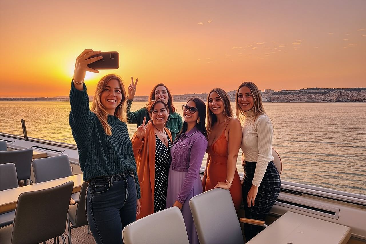 Lissabon-Sonnenuntergangsfahrt inklusive Begrüßungsgetränk und Snack