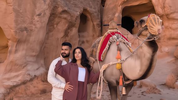 Servizio fotografico nella valle: auto d'epoca, cavallo al galoppo e trucco in regalo