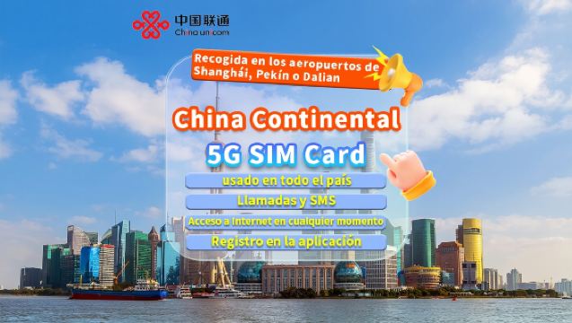 [China continental] Tarjeta SIM 5G de China Unicom | Artículos de primera necesidad | Recogida en los aeropuertos de Shanghái/Pekín/Dalian | 7/10 días | Compatible con llamadas y SMS locales + Registro en la aplicación + Acceso a Internet