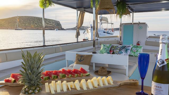 Sunset Boat Tour with Tapas, Open Bar and Water Sports in Ibiza