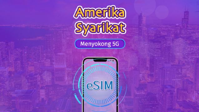 USA 5G eSIM | Pas Harian / Pakej Menyeluruh | Bil 24 Jam | 1‑30 Hari | Kod QR