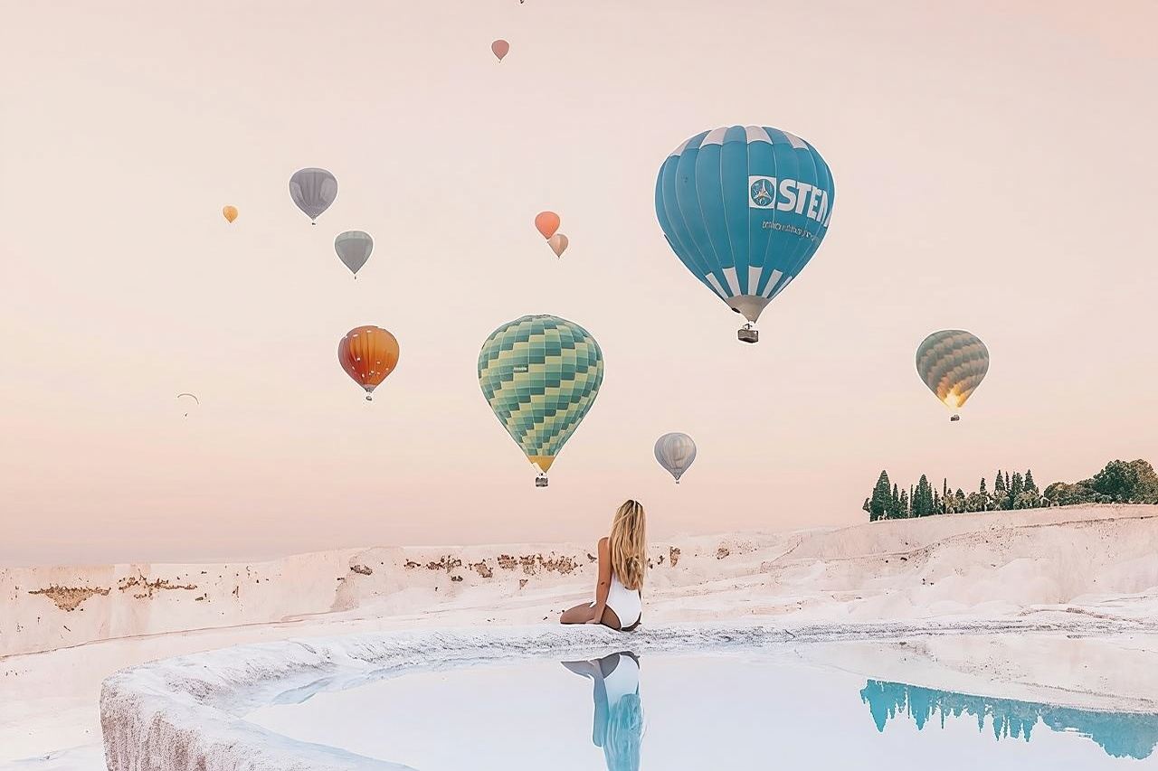 Heißluftballonfahrt mit Champagner in Pamukkale