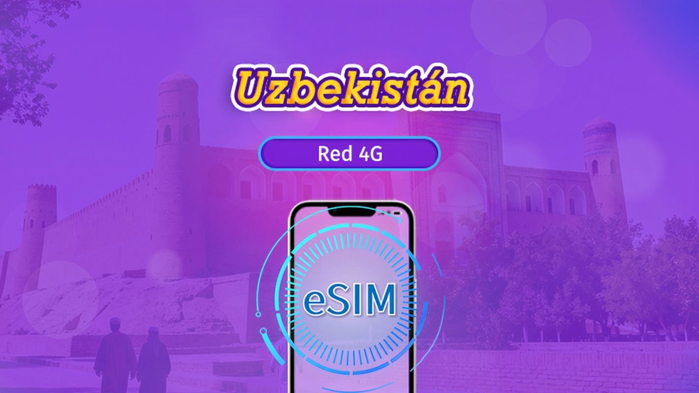 Uzbekistán | eSIM 4G | Pase diario/Paquete total | 1-30 días | Facturación 24H | Compatible con TikTok y ChatGPT | Código QR