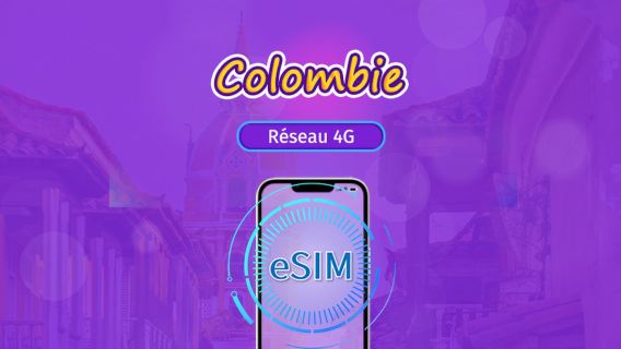 Colombie | eSIM 5G/4G | Forfait total | Facturation 24h | 30 jours | Code QR