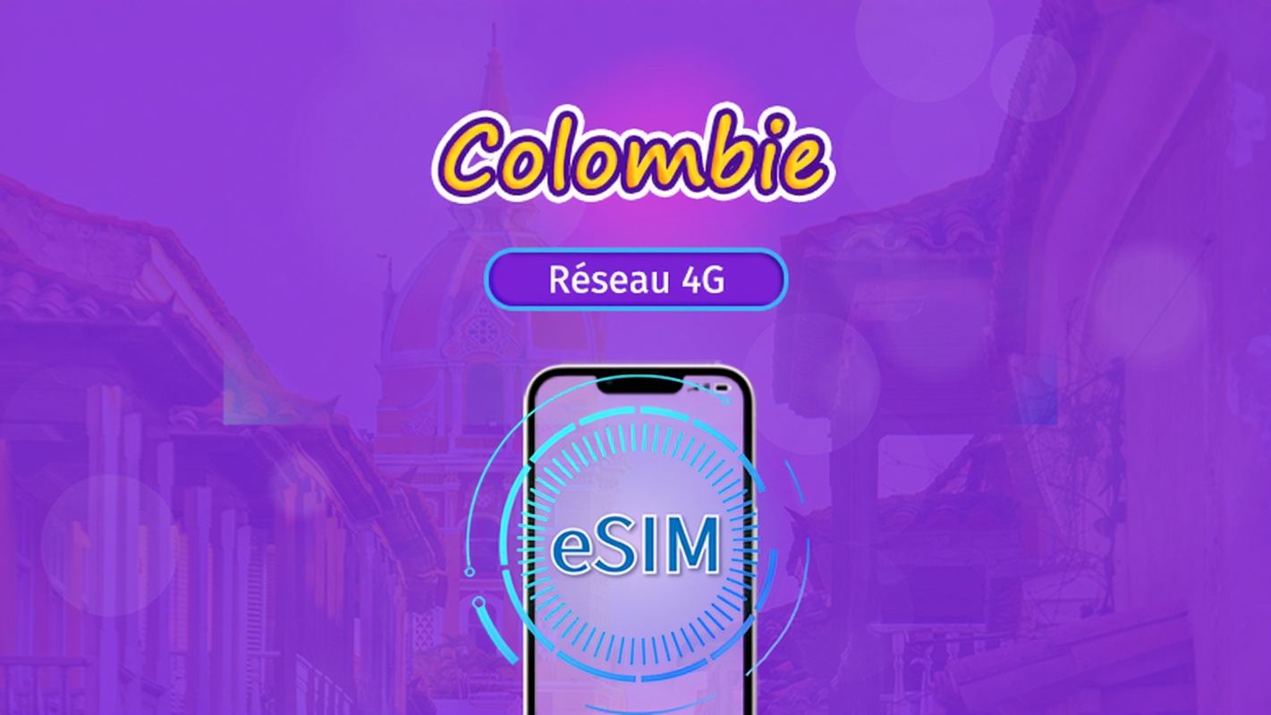 Colombie | eSIM 5G/4G | Forfait total | Facturation 24h | 30 jours | Code QR