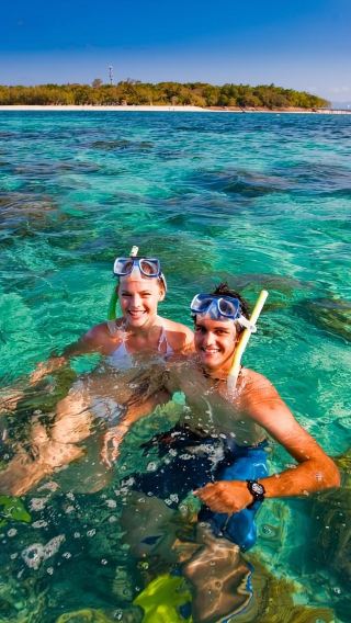 Cairns Green Island Great Barrier Reef Big Cat half-day tour snorkeling/glass bottom boat