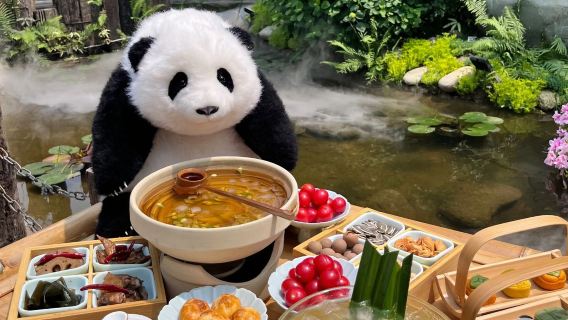 Chengdu Charming Tour: Panda Waterfall & Face Changing & Ear Cleaning & Old Teahouse & SKP Vitality Tower