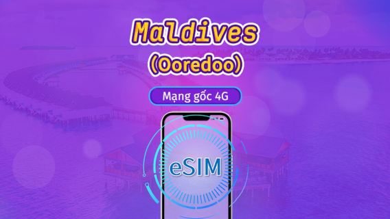 Maldives | Ooredoo 4G eSIM |  Gói trọn gói | Thanh toán theo ngày tự nhiên | 10 ngày | Mã QR