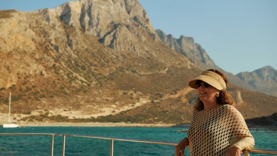 Catamarán de lujo a Balos: Atardecer, aperitivos, bebidas y traslado
