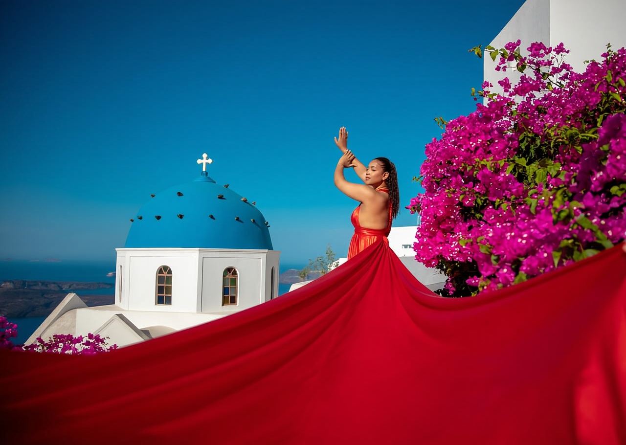 Santorini: Flying Dress Photoshoot