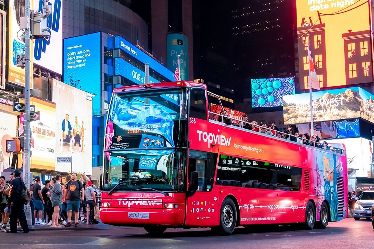 New York Night Tour: Open Top Bus Tour by TopView