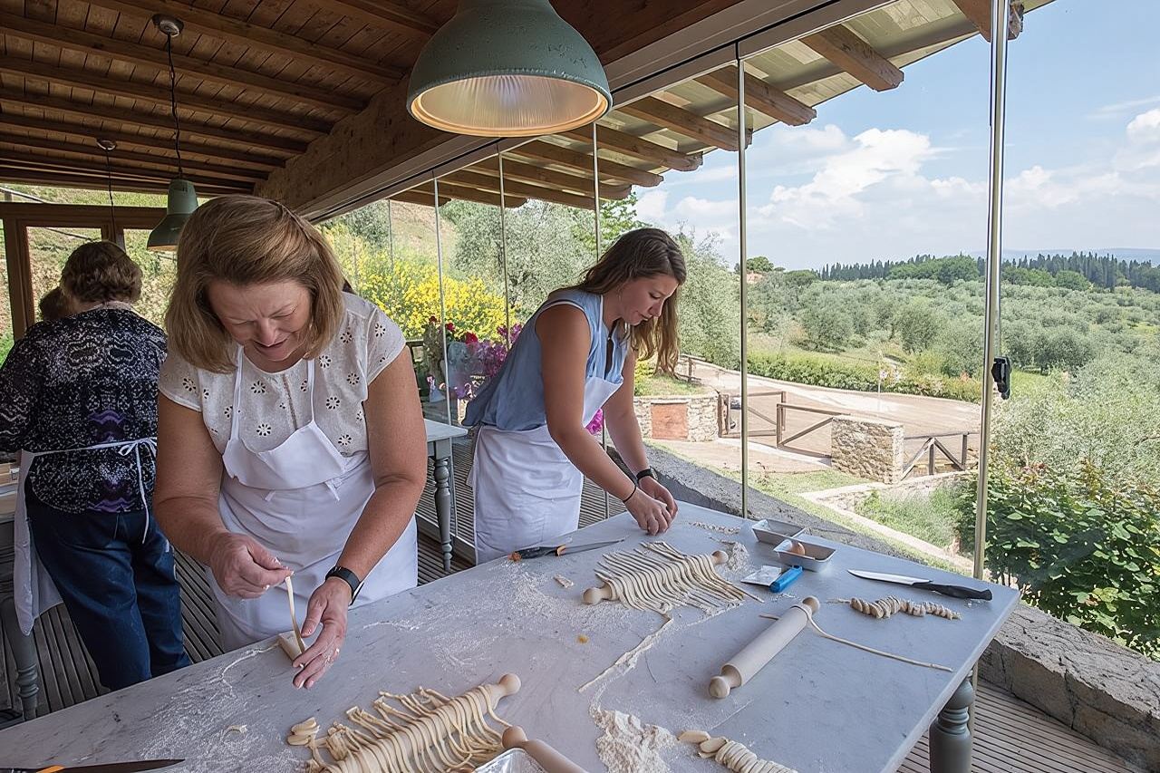 Kelas Memasak dan Makan Siang di Rumah Pertanian Tuscan dengan Tur Pasar Lokal dari Florence