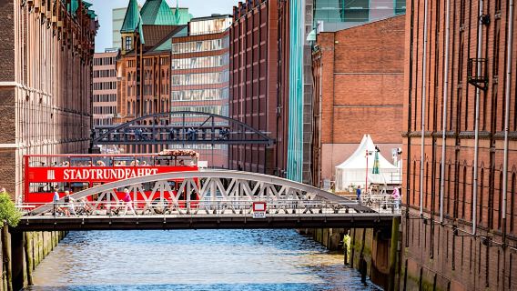 Discover Hamburg with hop-on hop-off bus, harbor and Alster cruise