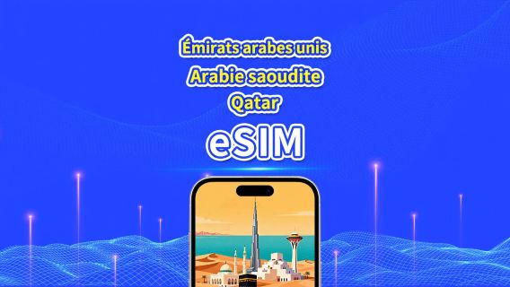 EAU / Arabie saoudite / Qatar 5G eSIM | Forfait journalier / Forfait de données (volume total) | 1–30 jours | Facturation sur 24 heures | QR Code