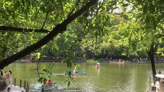 中午食堂吃好飯上班還早，所以和兩個同事就又來這公園逛了，哇，