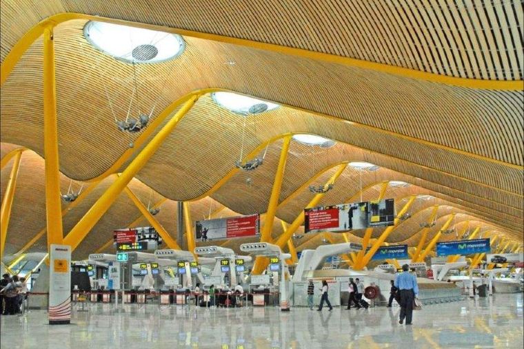 Spacious lobby of Barcelona-El Prat Airport in Barcelona