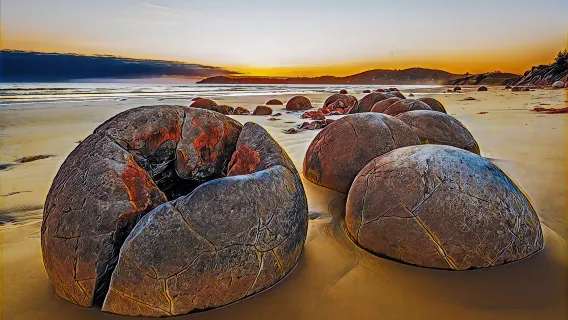 紐西蘭+摩拉基大圓石+奧瑪魯藍企鵝保護中心+奧塔哥第一教堂