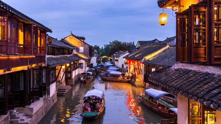 蘇州周莊夜遊【環鎮水上游船+《只此周莊》大型表演】含耳麥