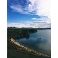 Blue sky, blue lake for beautiful summer