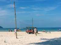 Beach, blue sky, clear waters