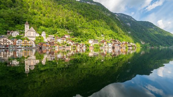 ทะเลสาบฟุชเซิล ออสเตรีย + ภูมิทัศน์ซัลซ์คัมเมอร์กุต + ทะเลสาบว็อล์ฟกัง + ฮัลชตัท