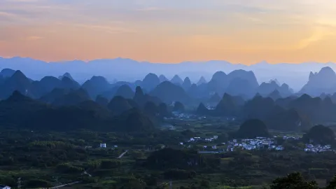 A large-scale ink painting of rivers and mountains, a must-visit spot attraction in Yangshuo