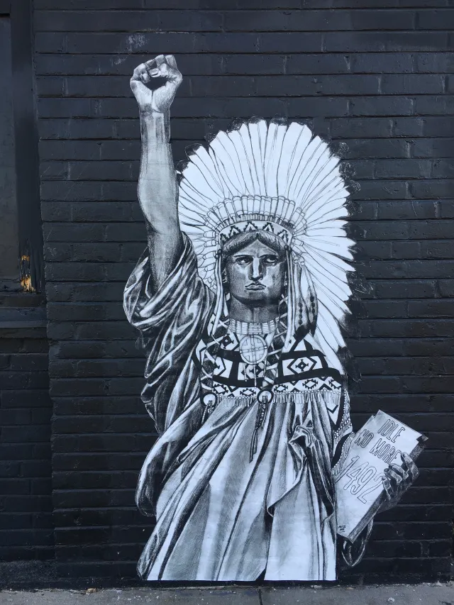 Native American resistance mural