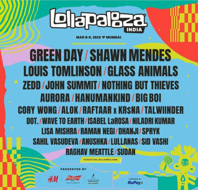 Lollapalooza India 2025 Mahalakshmi Race Course Tickets, Dates