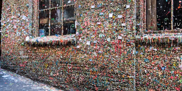 The Gum Wall at Unexpected Productions Improv