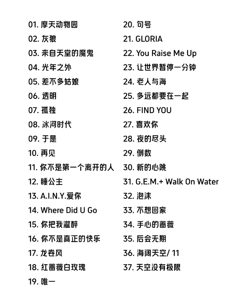 en-XX | Reference Setlist – Yantai Stop