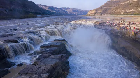 The Hukou Waterfall Scenic Area attraction in Linfen