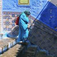 摩洛哥的藍城， 不同建築不同藍！