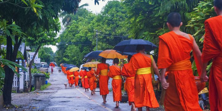 Alms giving ceremony view