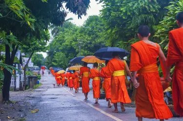 Alms giving ceremony view
