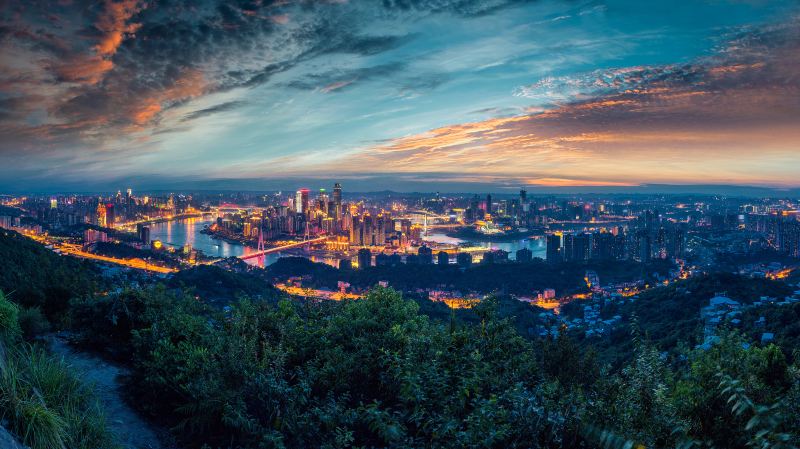 Night View of Mountain City