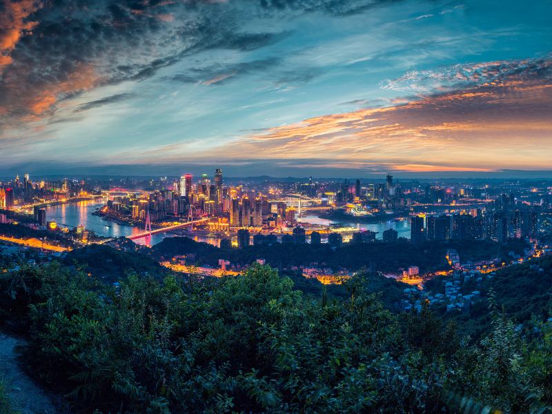 Night View of Mountain City