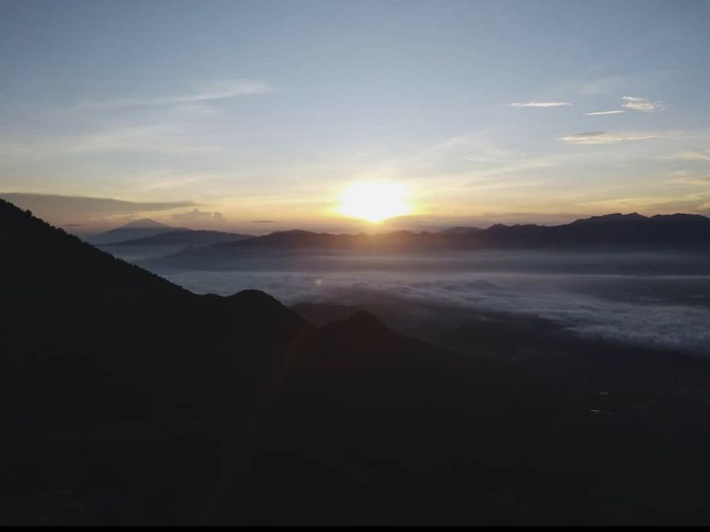 Hiking the volcano mountain